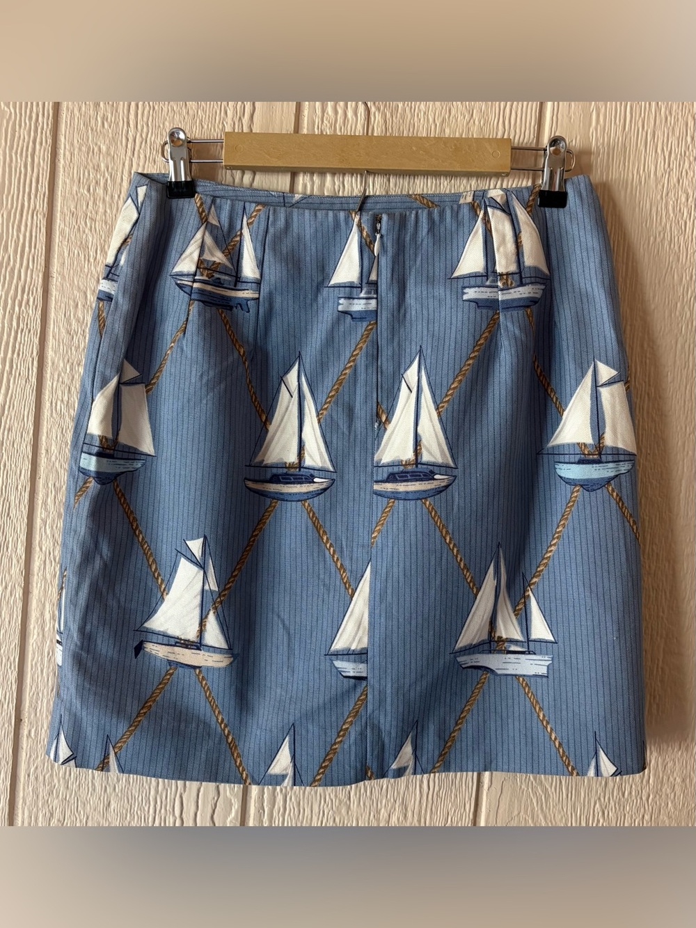 Steven Stolman Sailboat Print Nautical Pencil Skirt Size 10 Blue - Picture 2 of 8
